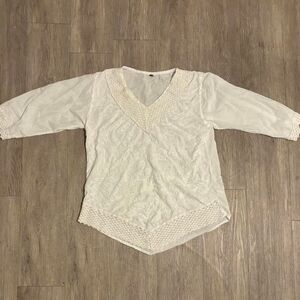 Embroidered White Flowy Tunic Top